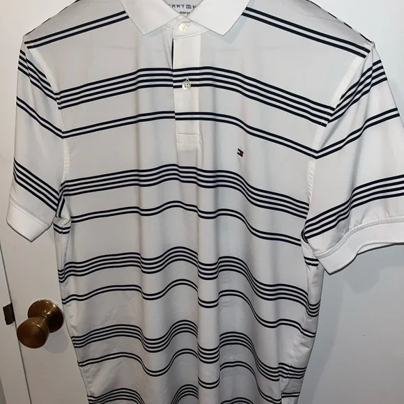 Tommy Hilfiger White and Black Polo Shirt Classic Design - Picture 6 of 7
